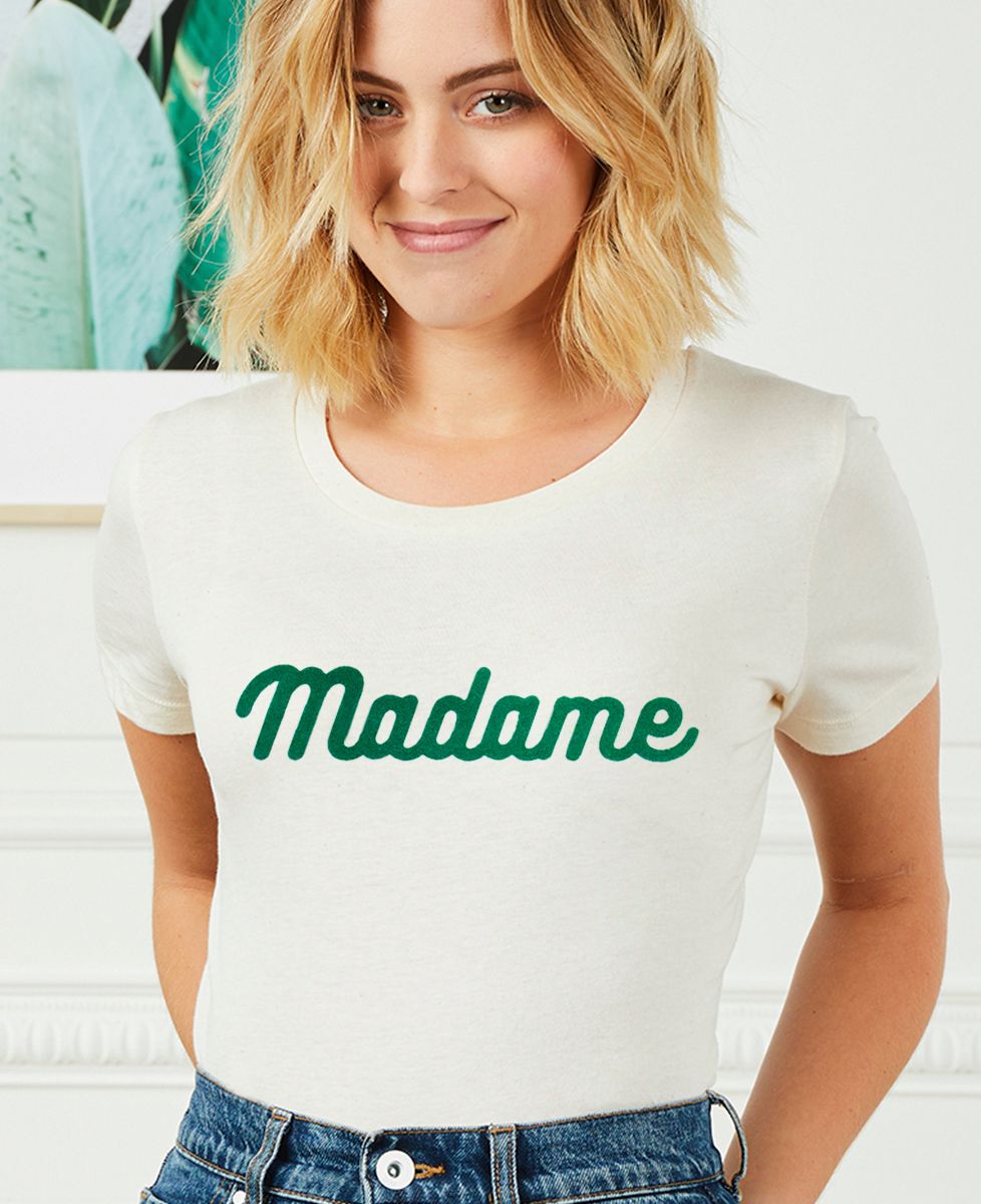 T-shirt femme Madame (effet velours vert)