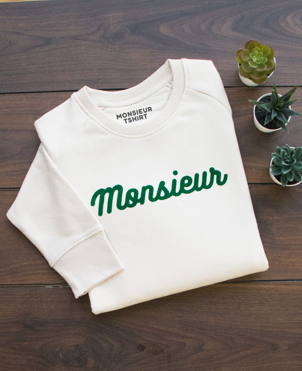 Sweatshirt homme Monsieur (effet velours vert)