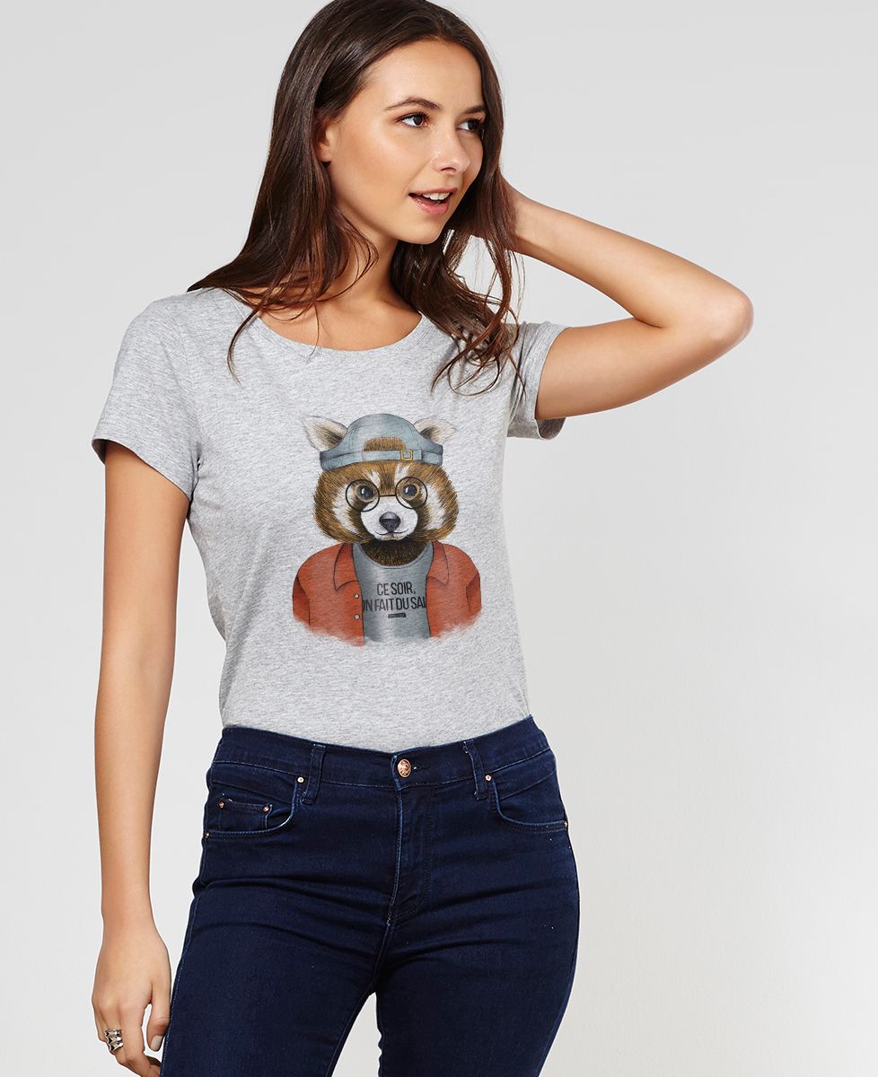 T-Shirt femme Cool panda roux