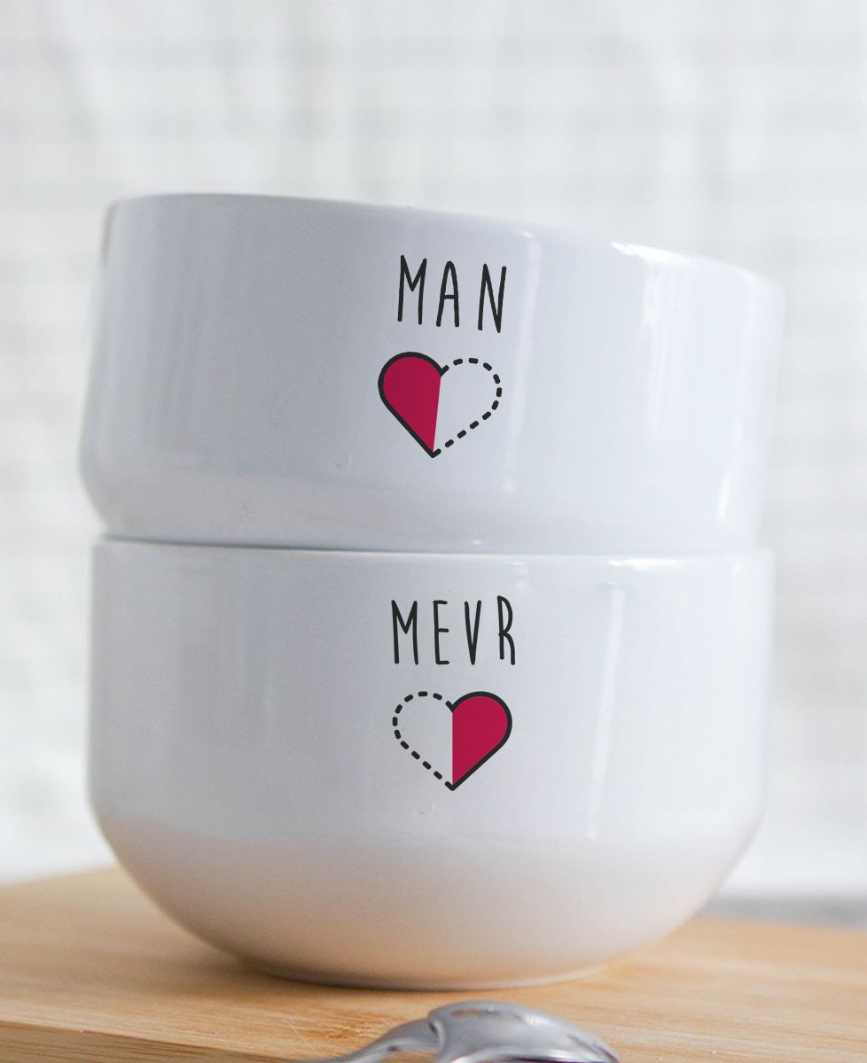 Half Hart Halve hartkom bedrukt Mr / Mrs l Monsieur TSHIRT