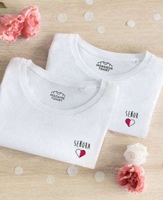 Señora y medio corazón bordado personalizado