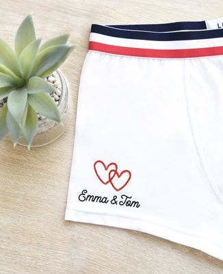 Boxers Personalized embroidered intertwined hearts