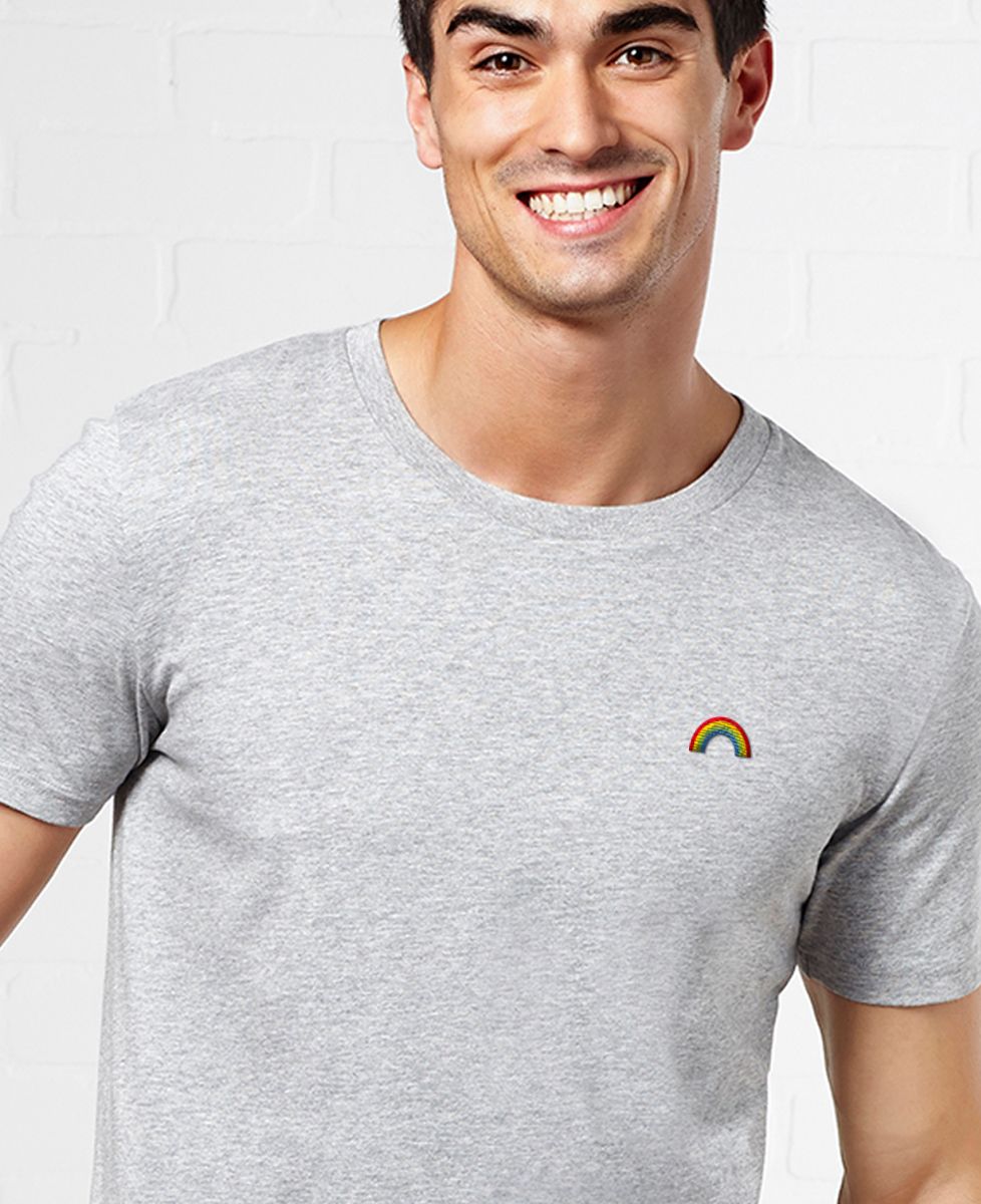 Heren-T-shirt Regenboog (geborduurd)
