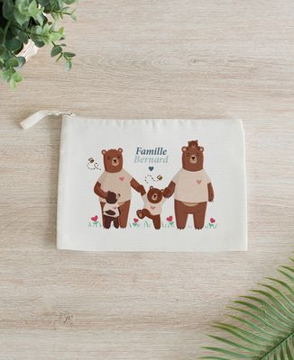 Pouch Custom bear family - Gifts for Dad, Mom's gifts, Mom/Dad-to-be