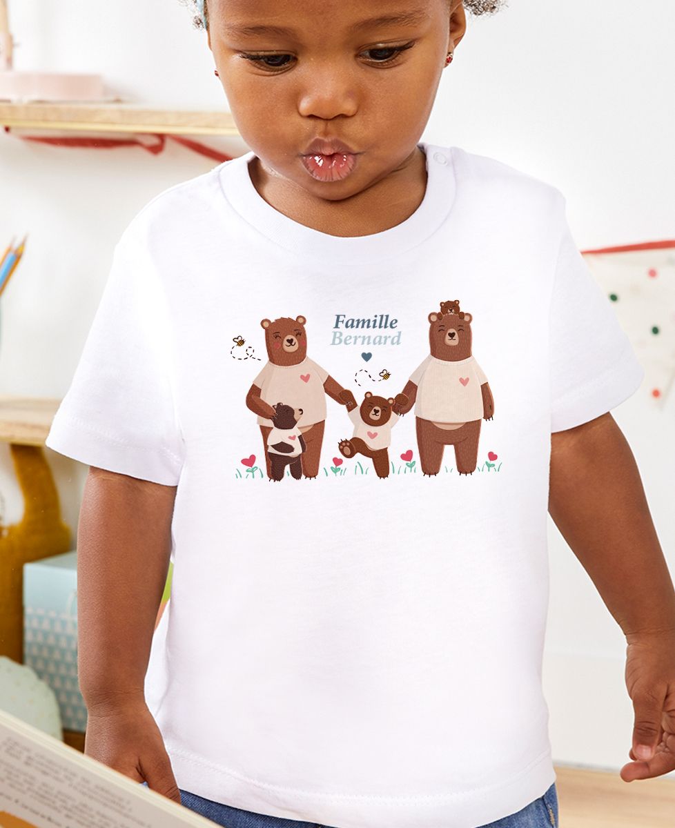 Enfant T Shirt Maman Bebe T-shirt Bébé Famille Ours Personnalisée