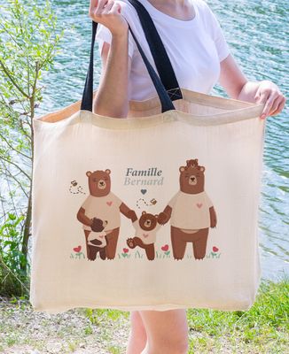 XXL bag Custom bear family - Gifts for Dad, Mom's gifts, Mom/Dad-to-be