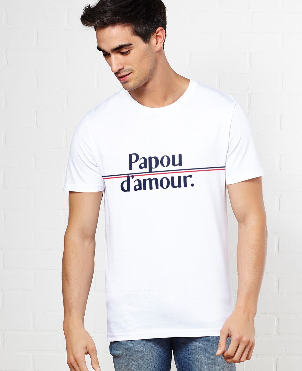 T-shirt homme Papou d'amour (Edition limitée) - Cadeaux Papa, Cadeaux Couple