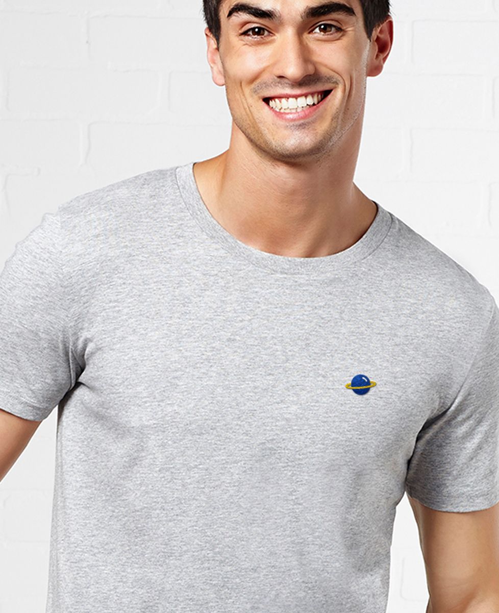 Heren-T-shirt Planeet (geborduurd)