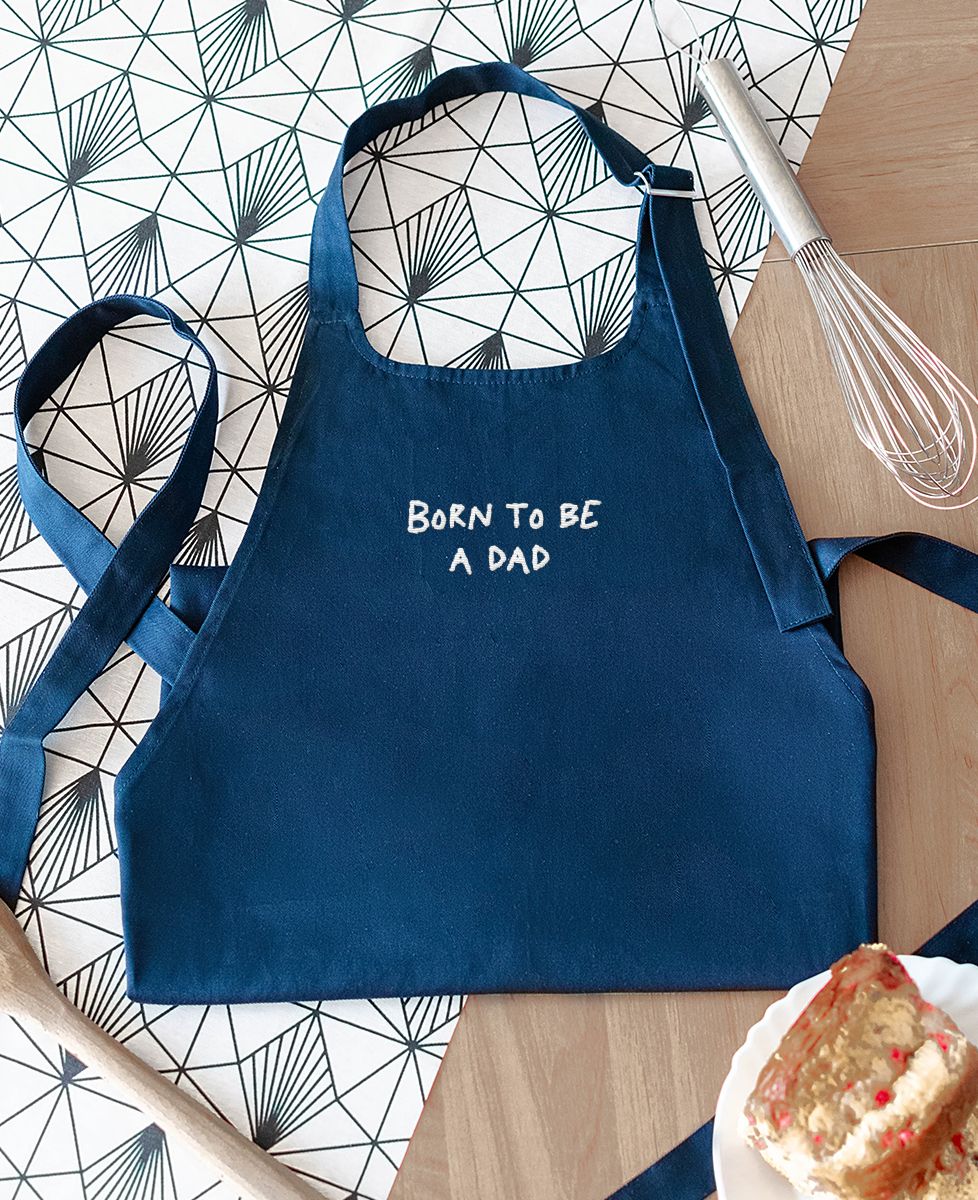 Schort met zak Born to be a dad (geborduurd) - Geschenken voor papa