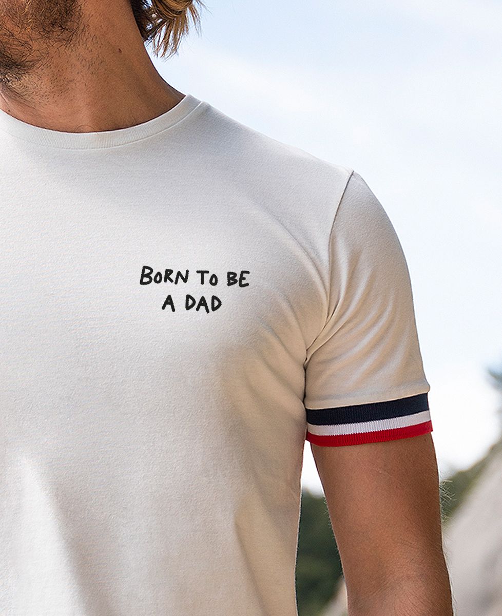 Filgood gerecycleerd T-shirt voor mannen Born to be a dad (geborduurd) - Geschenken voor papa