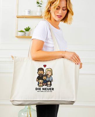 Maxi Tote Bags Figuren Familie personalisieren - Papa-Geschenke, Geschenke Mama