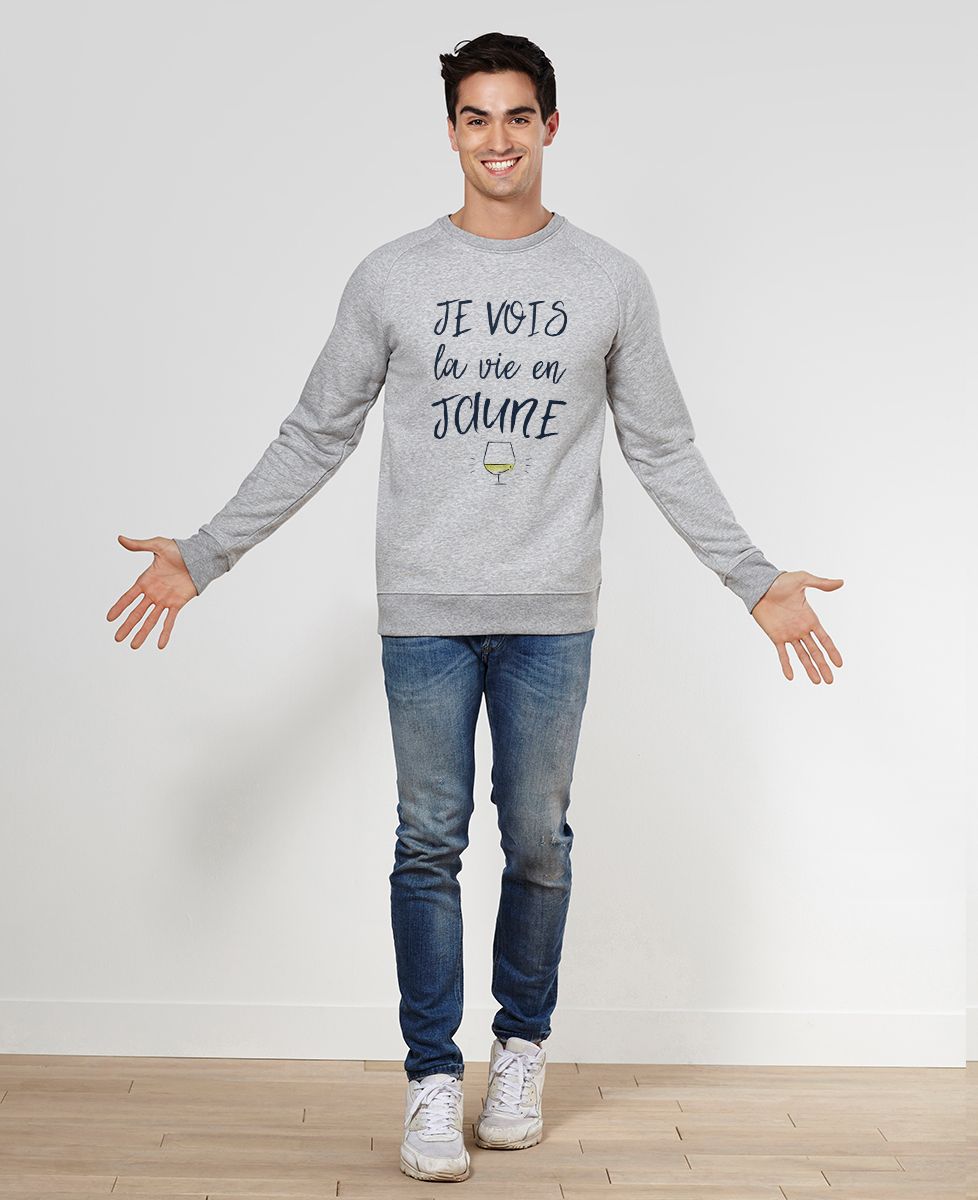 Sweatshirt homme Je vois la vie en jaune - Apéro
