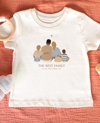 T-shirt neonato Famiglia di schiena personalizzata