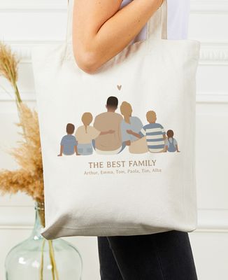 Tote Bag Famiglia di schiena personalizzata