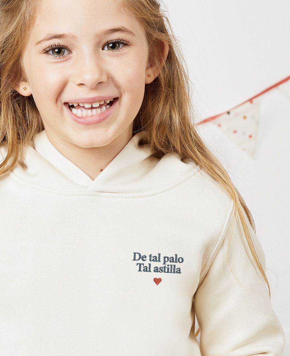 Sudadera con capucha para niños De tal palo Tal astilla (bordado)