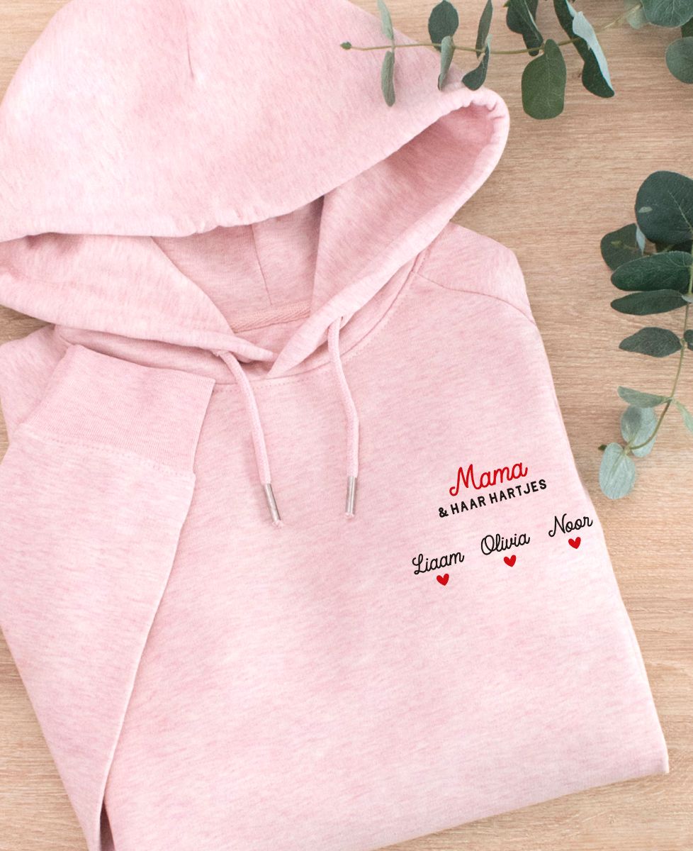 Hoodie voor dames Mama en kleine hartjes gepersonaliseerd - Geschenken voor mama, Aanstaande moeder/vader