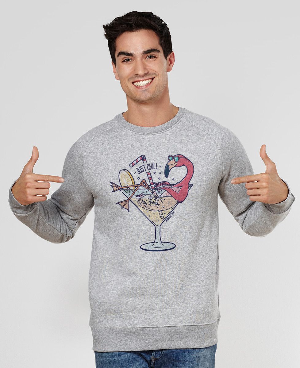 Sweatshirt homme Flamant rose chill - Apéro, Animaux
