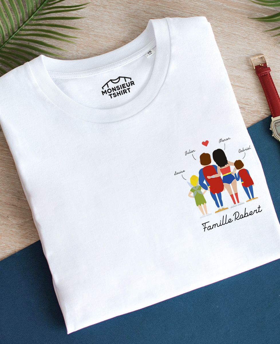 T-Shirt homme Famille super-héros personnalisé Monsieur TSHIRT