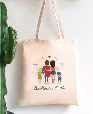Tote bag Customized superhero family