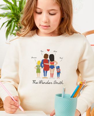 Sweatshirt Kind individualisierte Superheldenfamilie