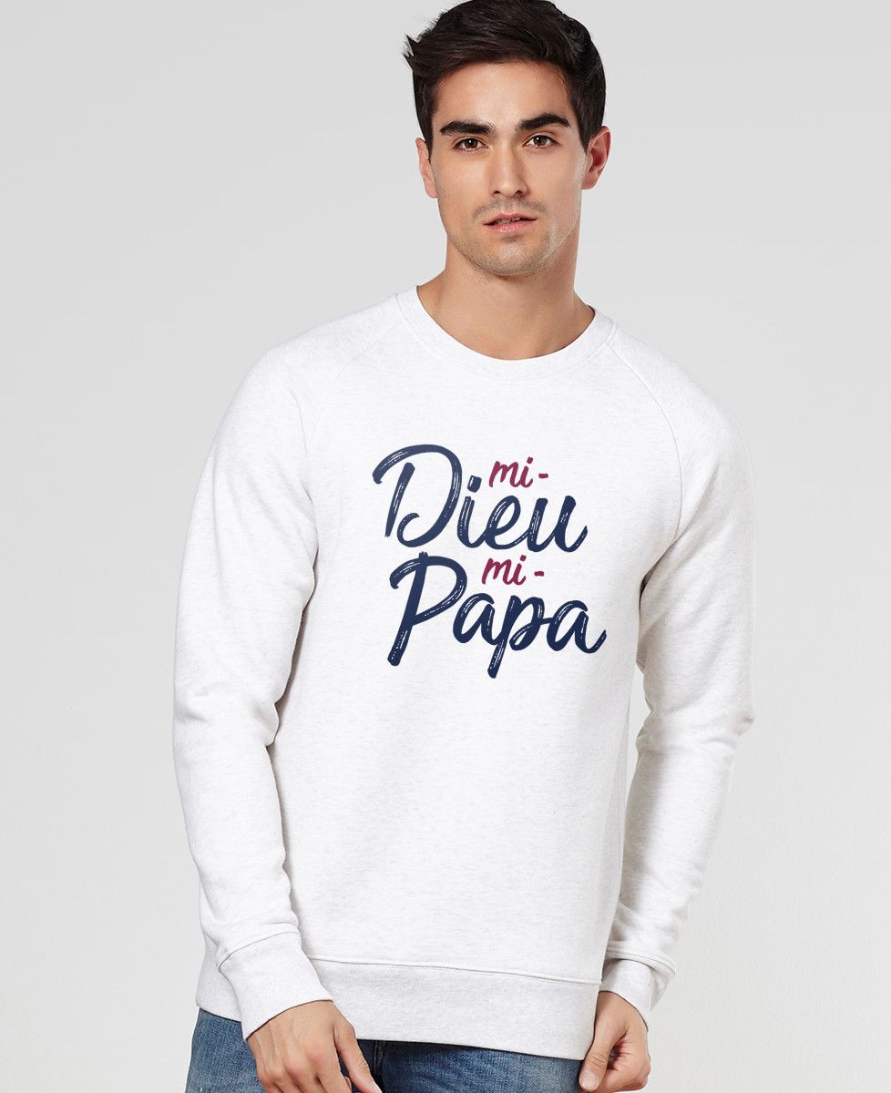 Sweatshirt homme Mi-Dieu Mi-Papa