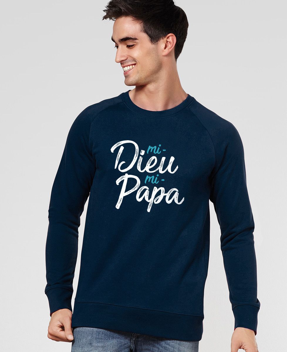 Sweatshirt homme Mi-Dieu Mi-Papa