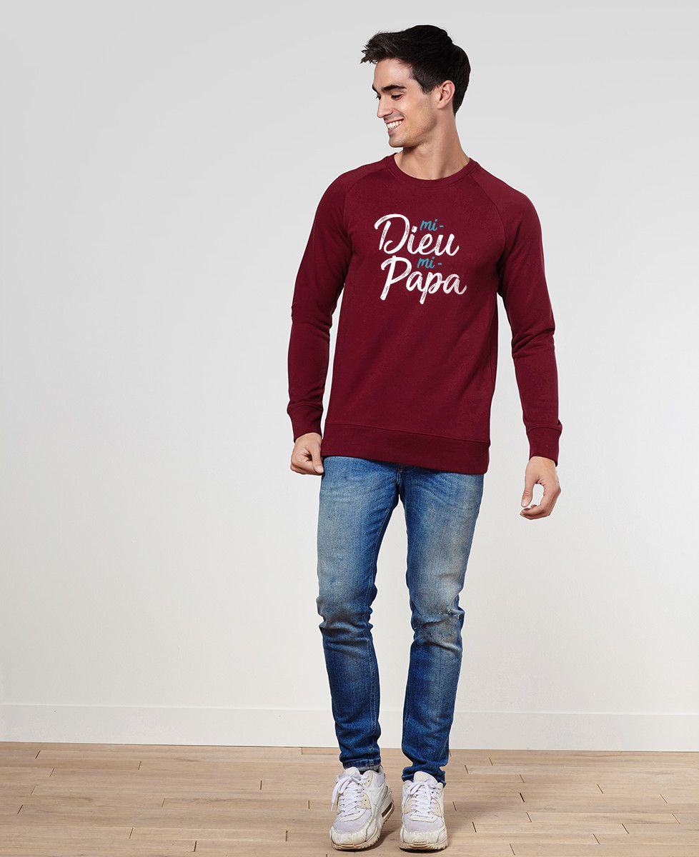 Sweatshirt homme Mi-Dieu Mi-Papa