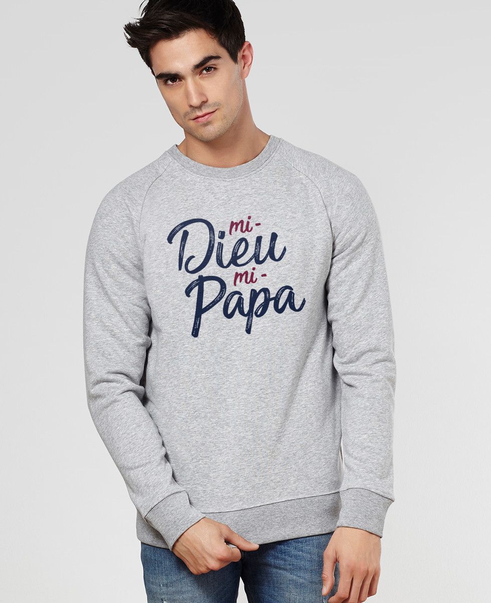 Sweatshirt homme Mi-Dieu Mi-Papa