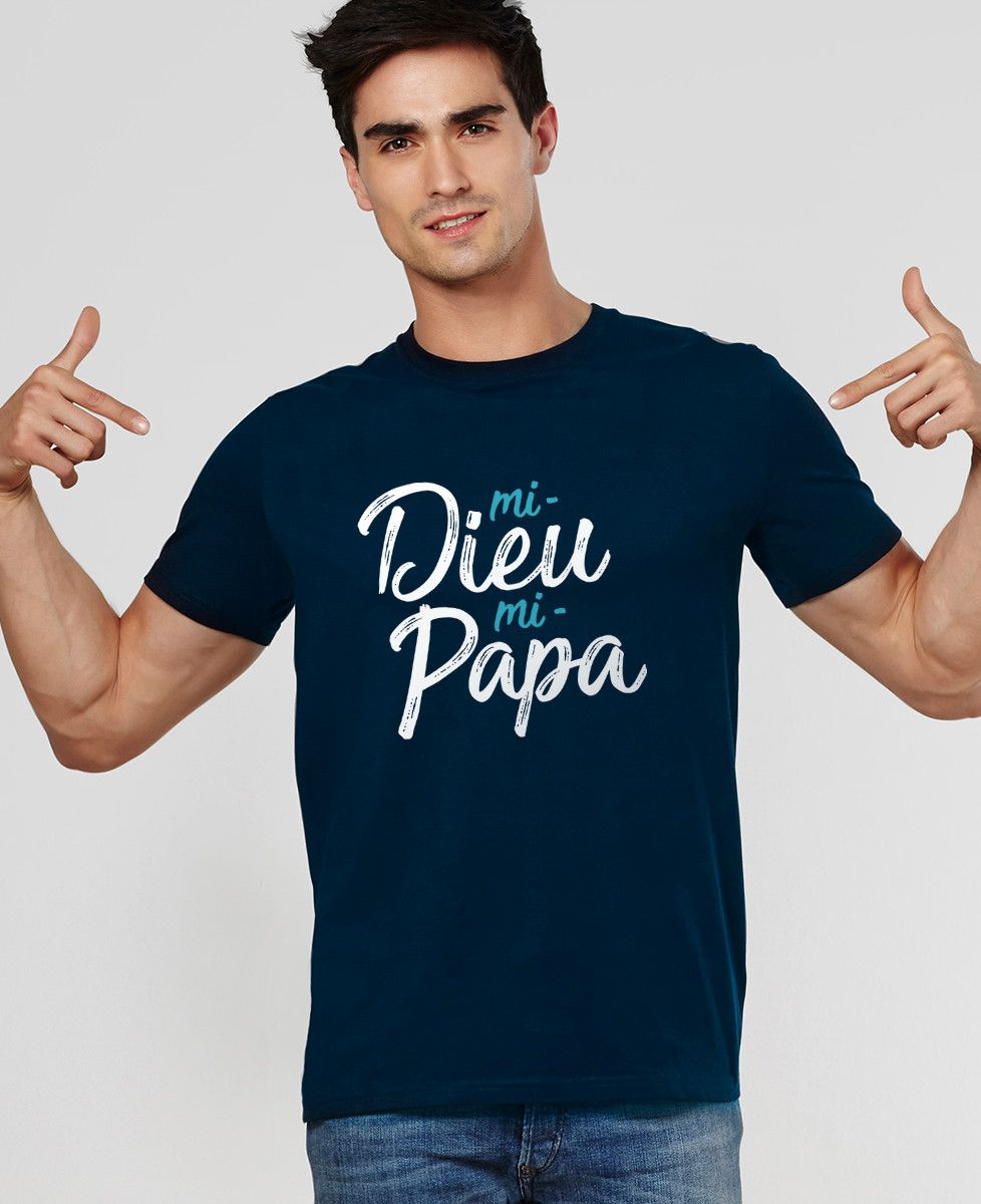 T-shirt homme Mi-Dieu Mi-Papa - Cadeaux Papa