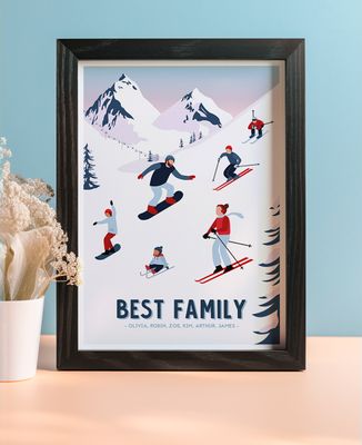 Fotorahmen individualisiertes Familienskifahren - Sport, Geschenke für Paare