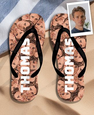 Unisex flip-flops Personalized face and name - Bachelor/Bachelorette party & Wedding