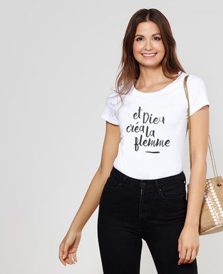 T-Shirt femme Dieu créa la flemme