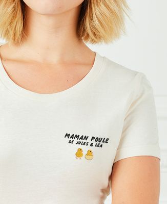 T-shirt femme Maman poule et ses poussins brodés - Cadeaux Maman, Future Maman