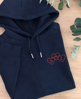 Hoodie Frauen Individuell bestickte, ineinander verschlungene Herzen
