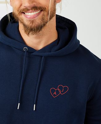 Men's hoodie Personalized embroidered intertwined hearts