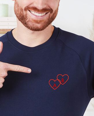 Men's sweatshirt Personalized embroidered intertwined hearts