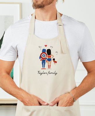 Apron with pocket Customized superhero family