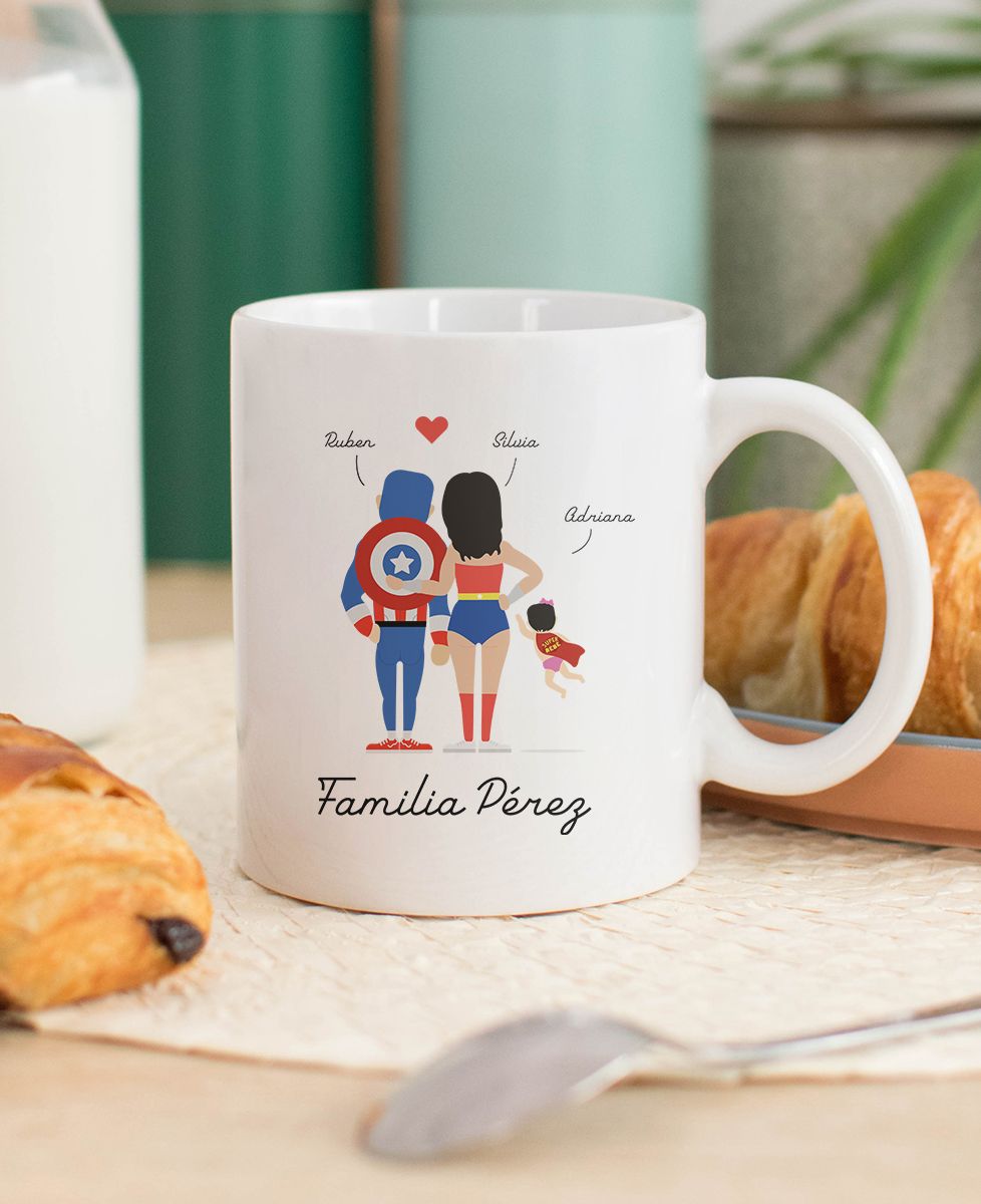 Taza Personalizada De Superhéroes Con Nombre - Cerámica 330ml, Lavavajillas Y Microondas, Ideal Para Regalos Friki