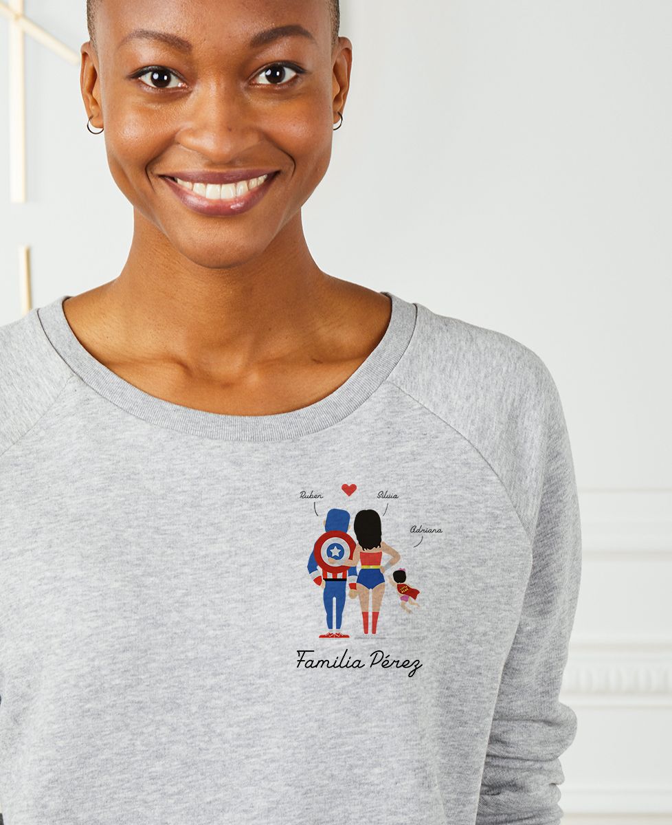 Sudadera Mujer Superhéroe Familiar Personalizada Monsieur TSHIRT
