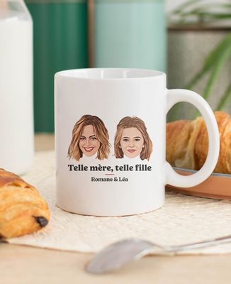 Mug Telle mère telle fille visage personnalisé - Cadeaux Maman, Future Maman