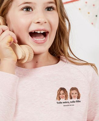 Sweatshirt enfant Telle mère telle fille visage personnalisé - Cadeaux Maman, Future Maman