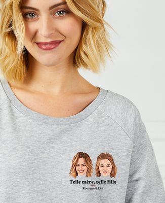 Sweatshirt femme Telle mère telle fille visage personnalisé - Cadeaux Maman, Future Maman