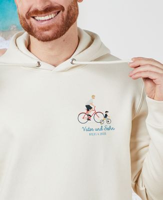 Hoodie Männer Eltern und Kind auf Fahrrad individualisiert