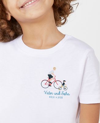 T-Shirt Kind Eltern und Kind auf Fahrrad individualisiert