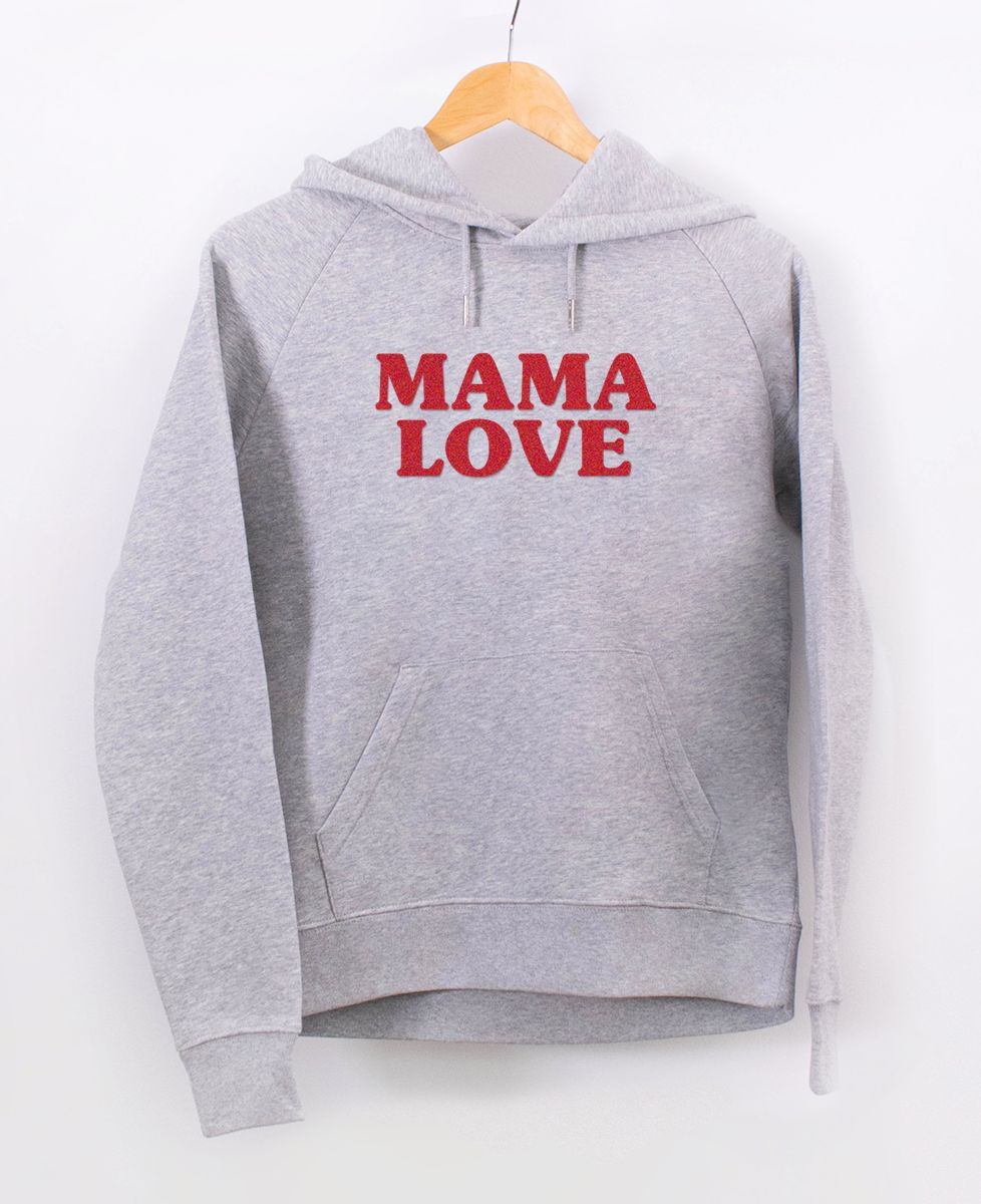 Hoodie femme Mama love (effet velour) - Cadeaux Maman