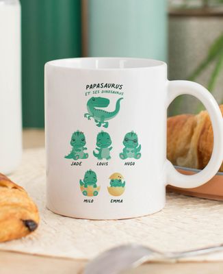 Mug Papasaurus et ses dinosaures personnalisé