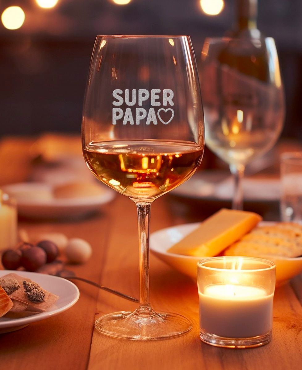 Verre à vin Super papa (gravé) - Cadeaux Papa, Apéro, Mariage