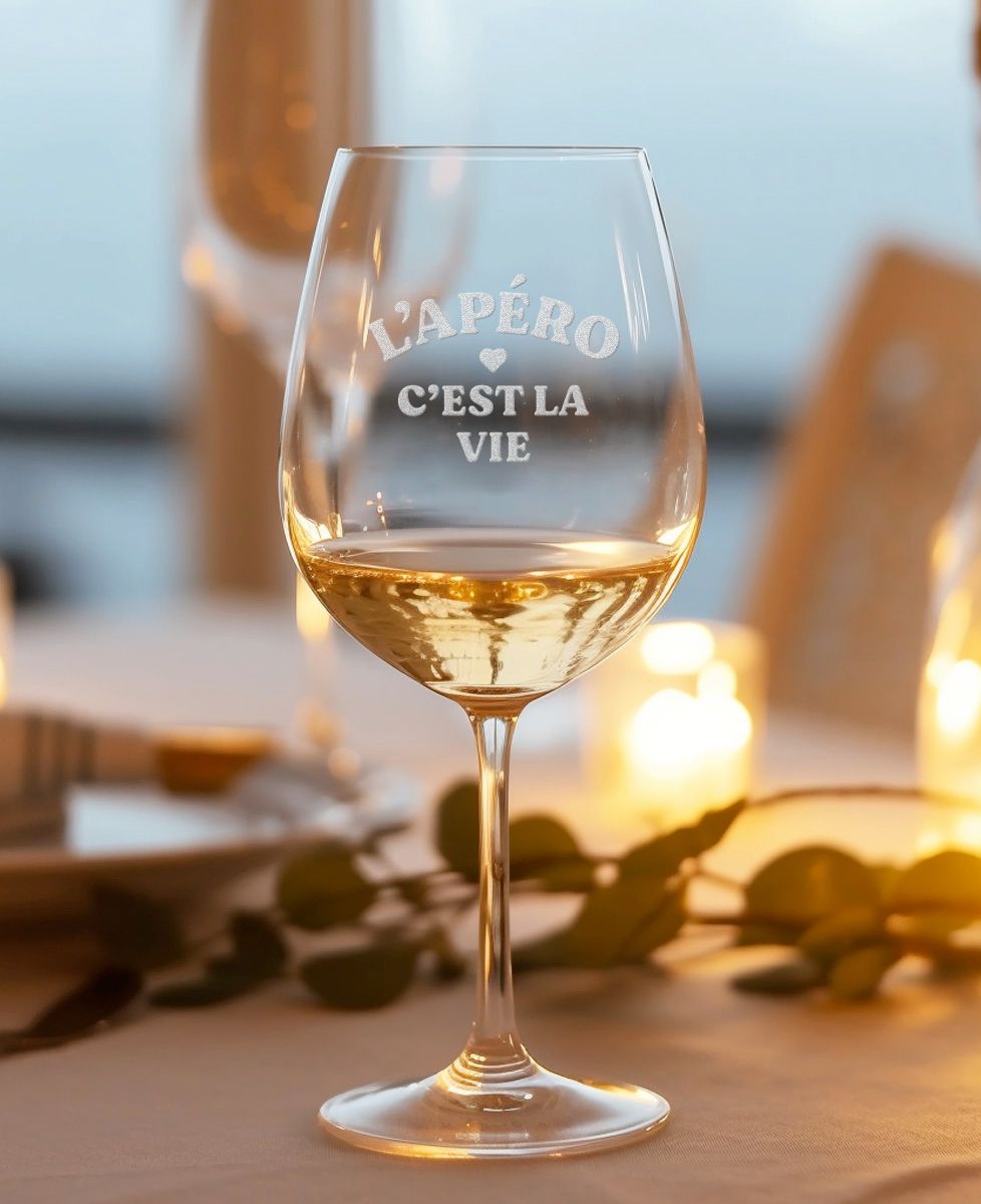 Verre à vin L'apéro c'est la vie (gravé) - Apéro, Mariage