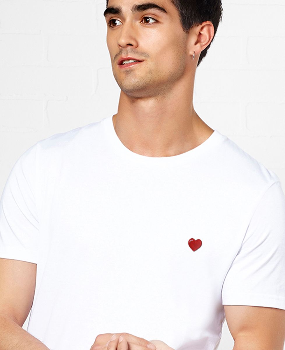 Heren-T-shirt Hart (geborduurd) - Geschenken voor koppels
