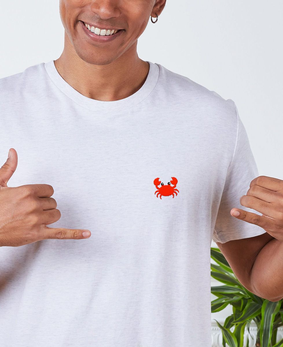 Heren-T-shirt Krab (geborduurd) - Dieren